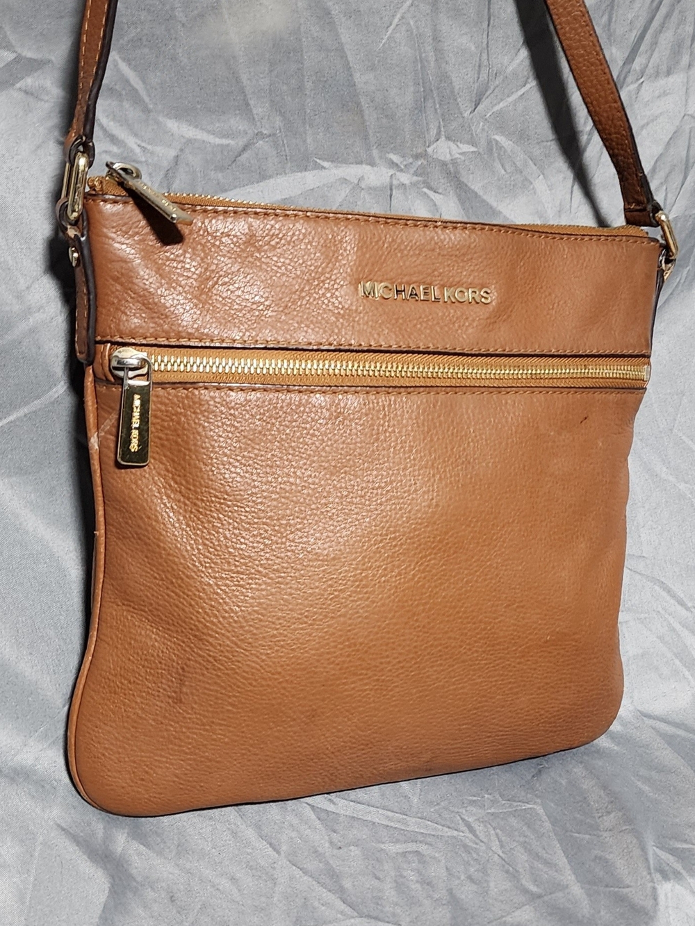 Michael Kors Brown Pebbled Leather Crossbody Bag Purse